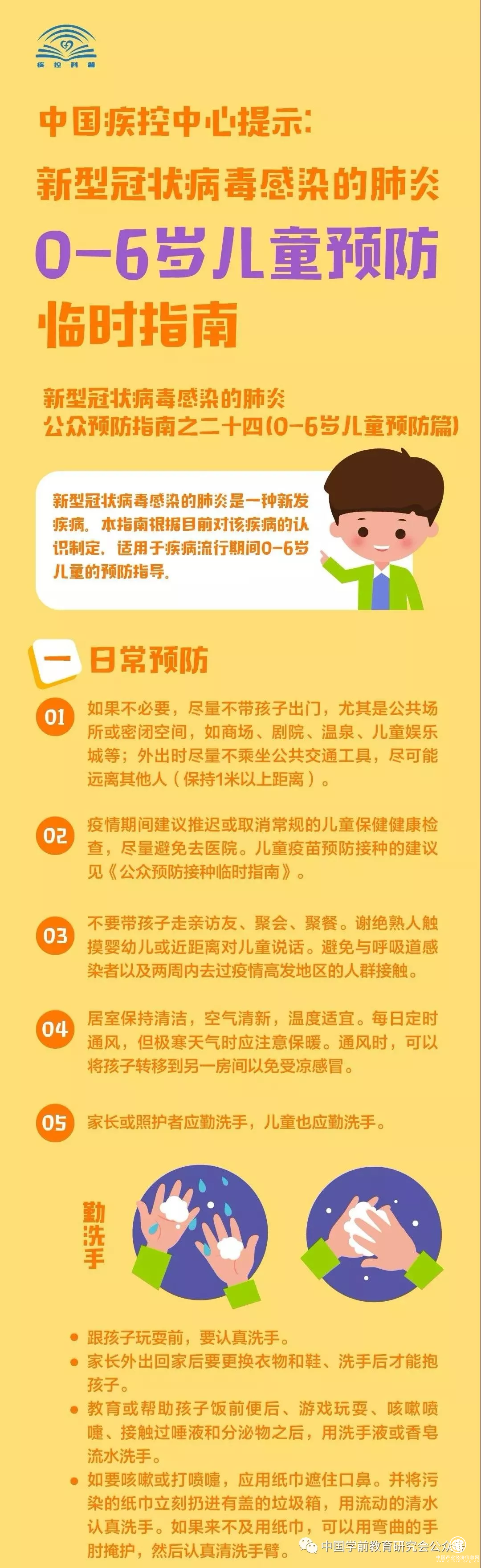 中國疾控中心溫馨提示：0-6歲兒童預防新型冠狀病毒肺炎感染指南