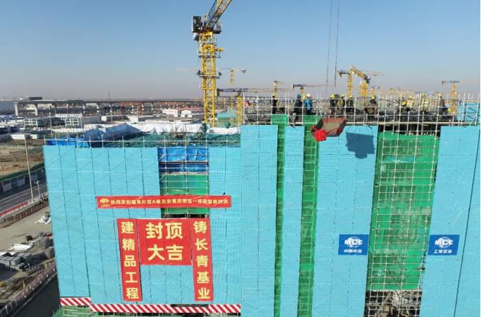 快看！雄東片區(qū)A單元安置房項(xiàng)目首棟住宅樓封頂啦