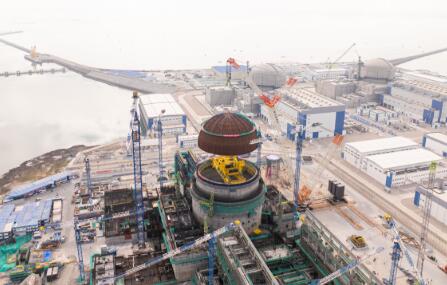 “華龍一號”漳州核電3號機(jī)組內(nèi)穹頂?shù)跹b成功